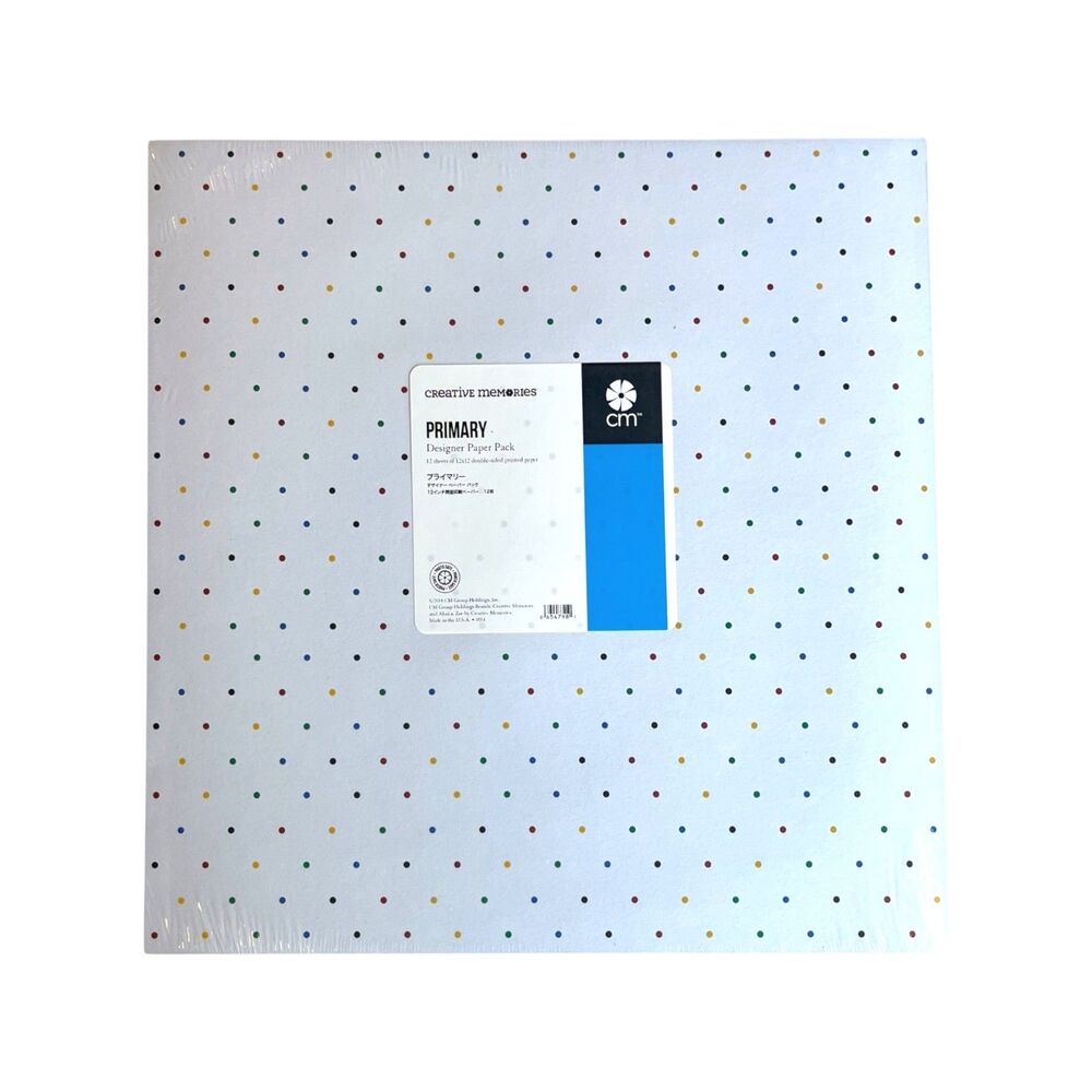 PRIMARY Creative Memories Designer Paper Pack 12 x 12 NEW NWT Polka Dots Zig Zag